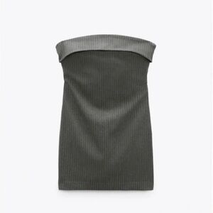 Zara Bandeau pinstripe dress
